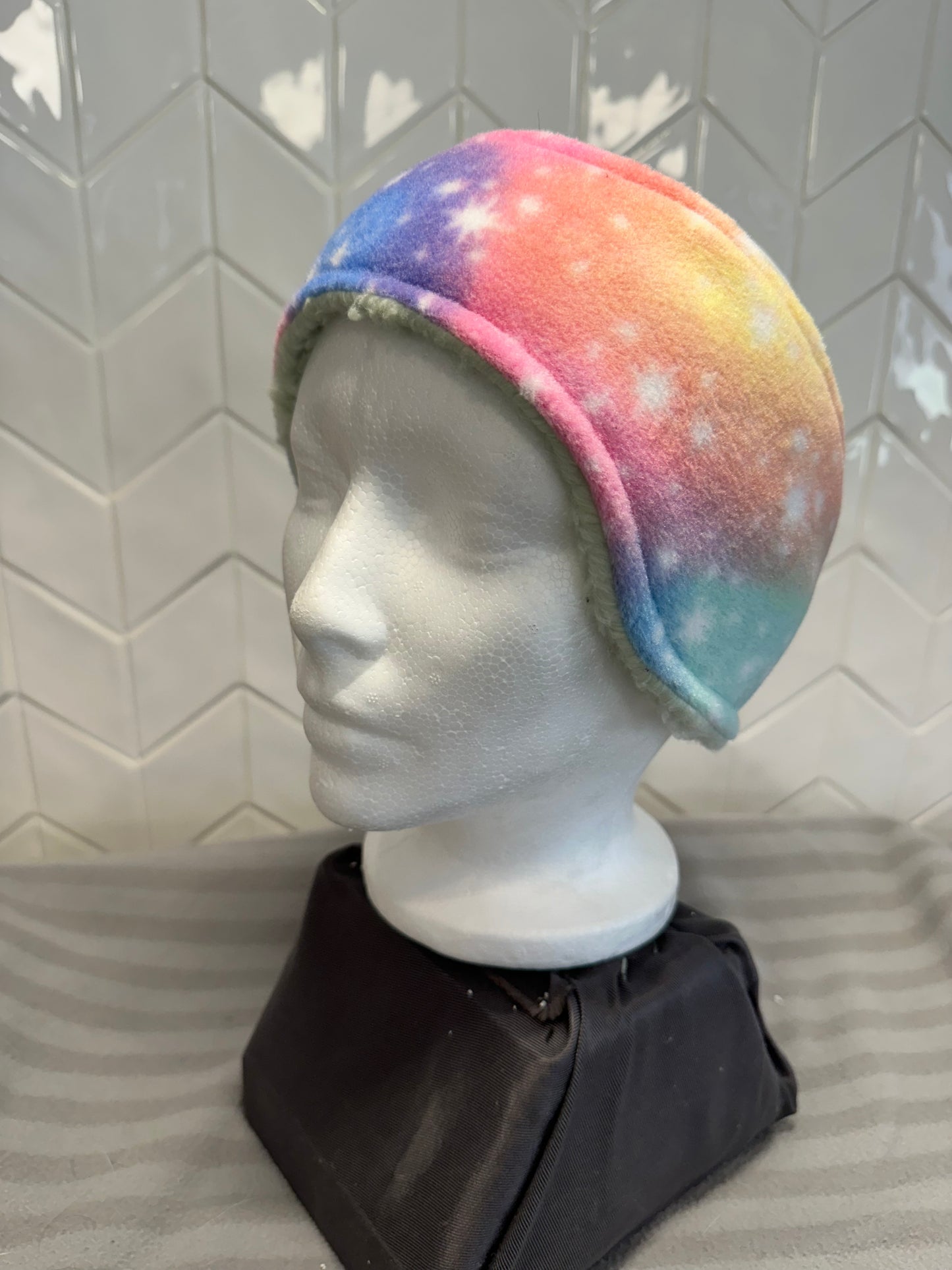 Rainbow with mint green sherpa