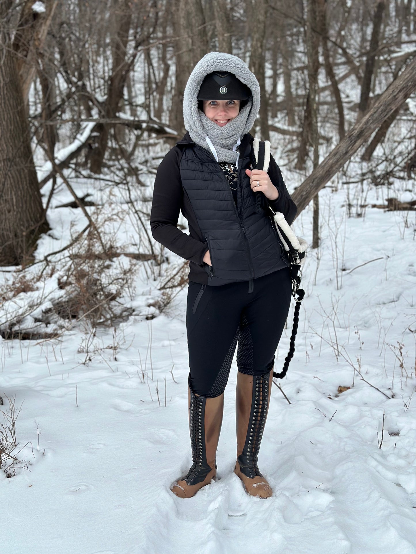 Dark Gray Sherpa Hood