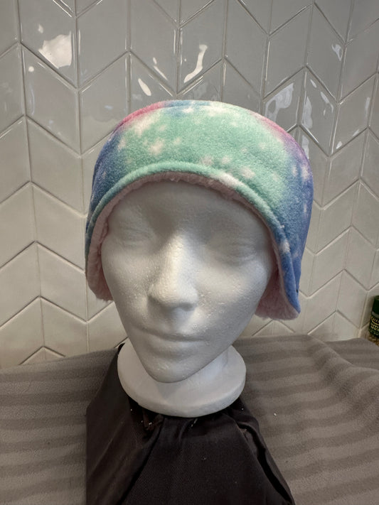 Rainbow with baby pink Sherpa headband