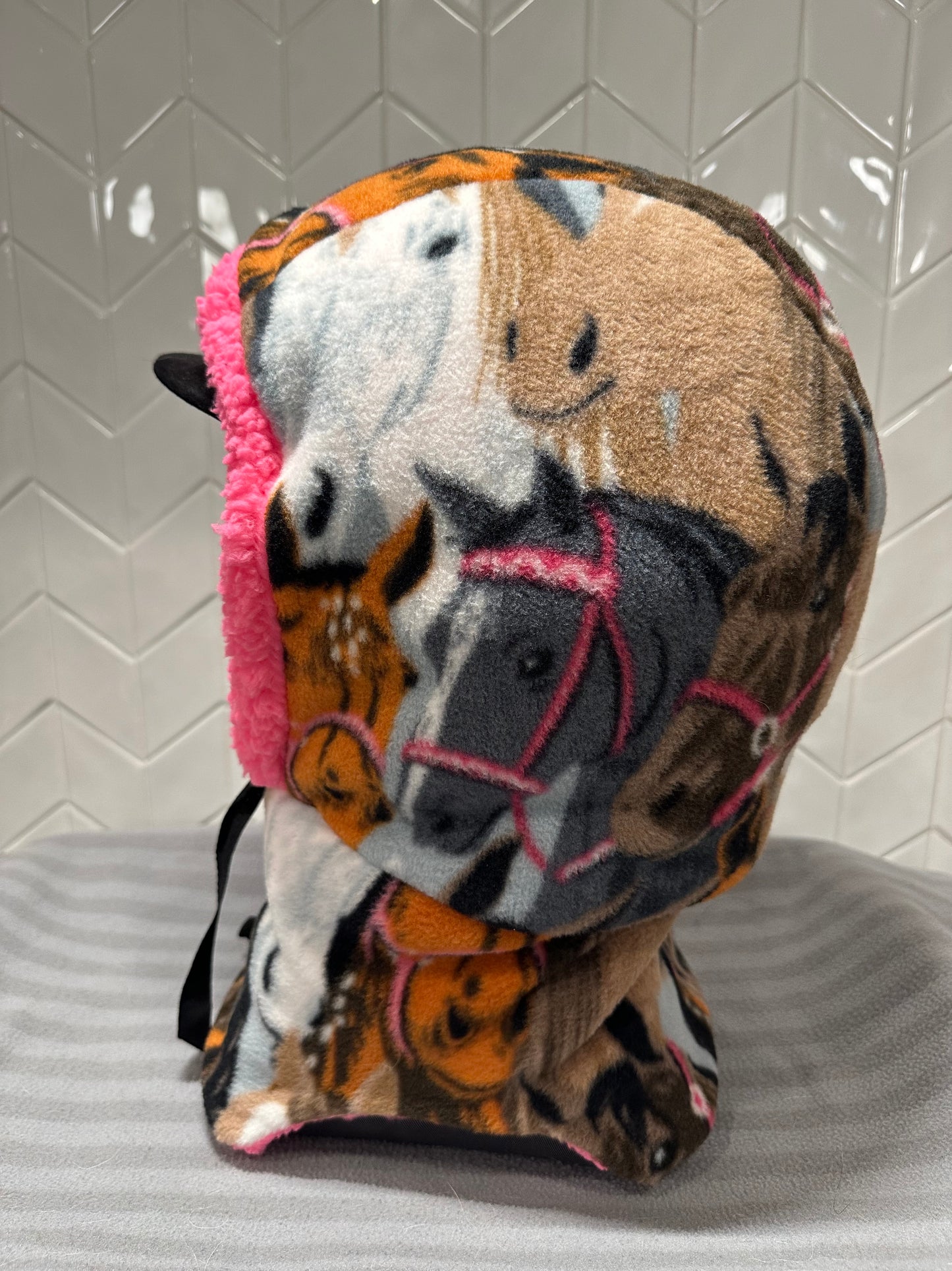Horse Print Fleece Hood
