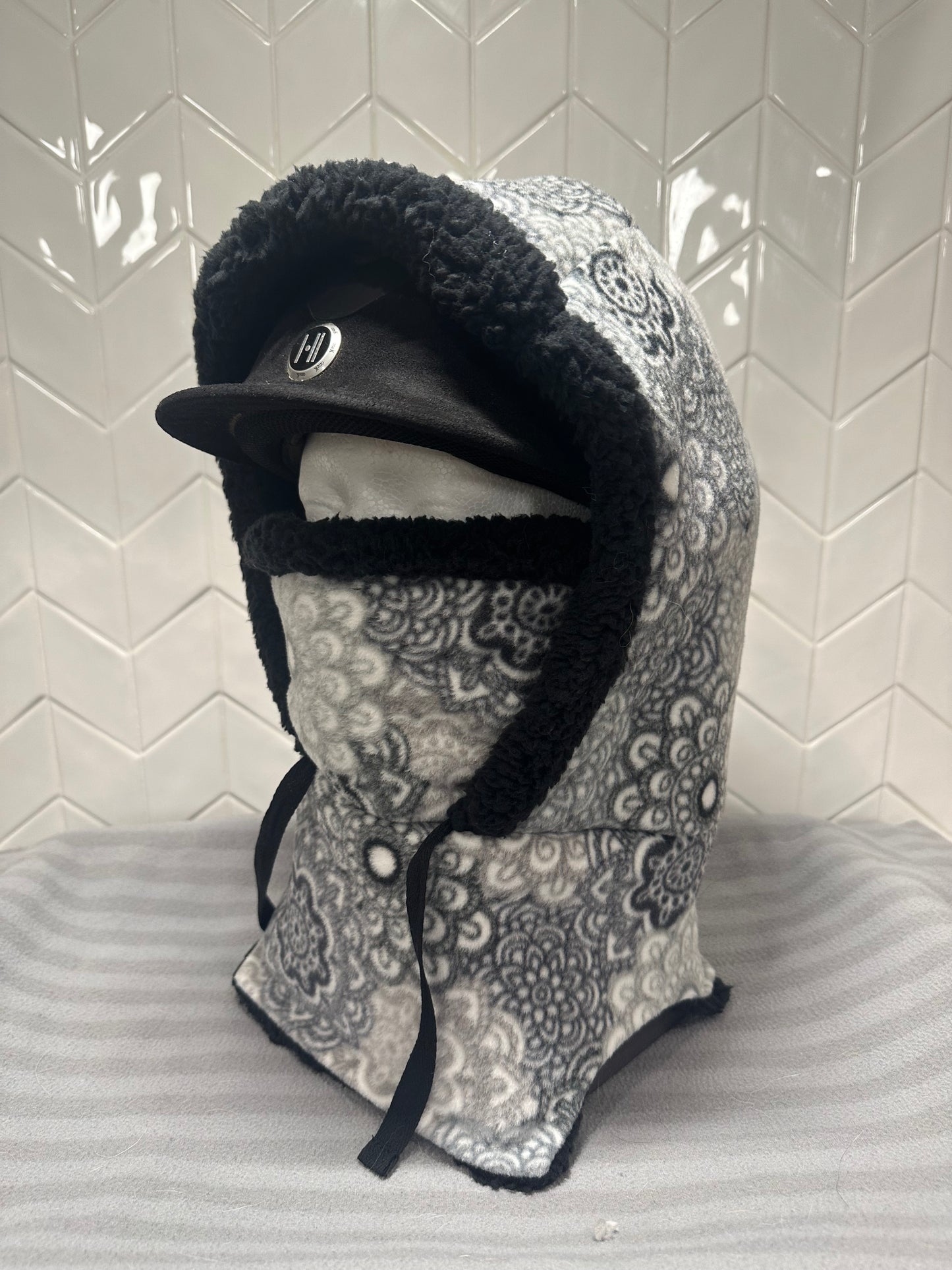 Black Mandala fleece hood
