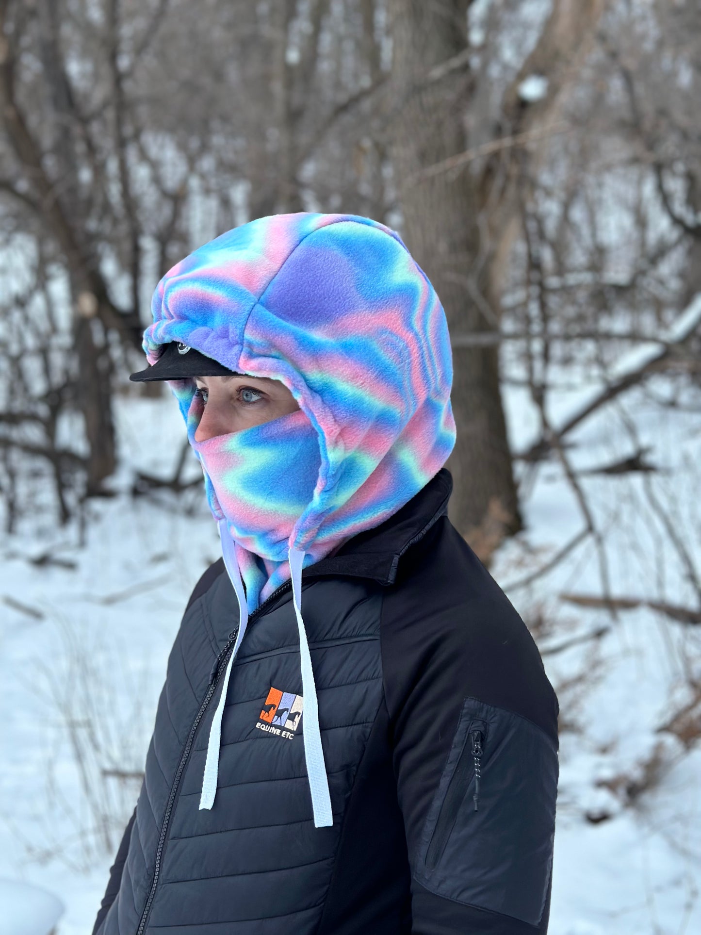 Rainbow Oil Fleece Hood