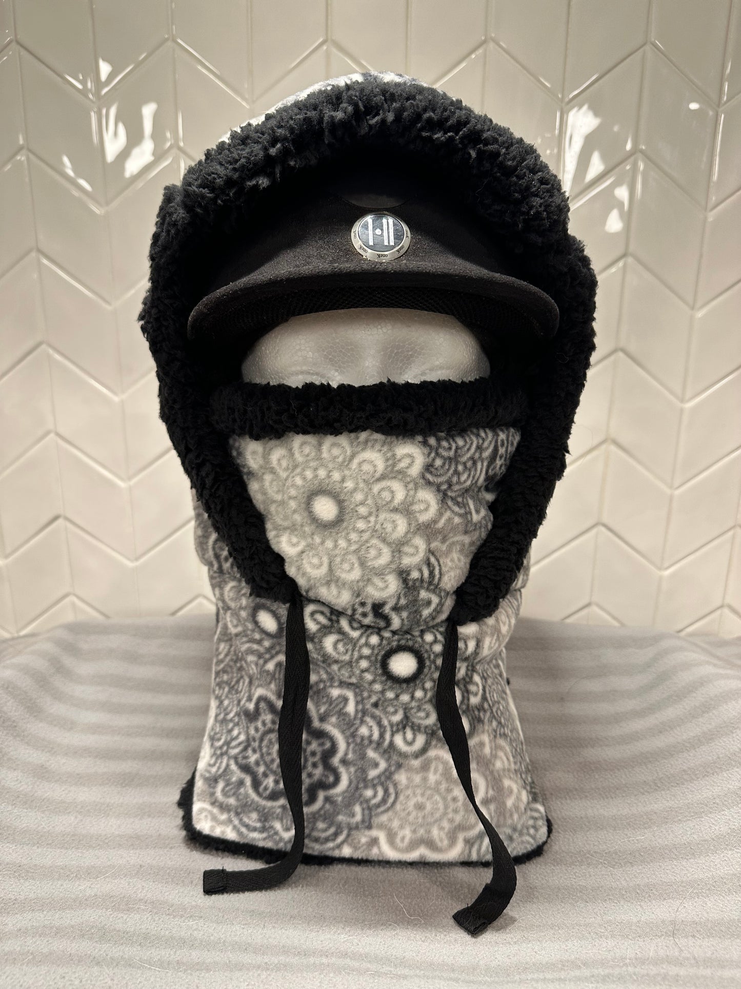 Black Mandala fleece hood