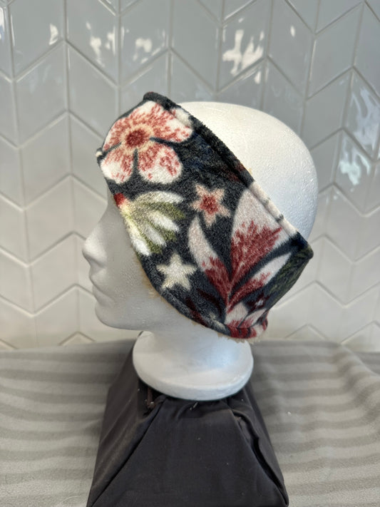 Dark gray floral with tan Sherpa