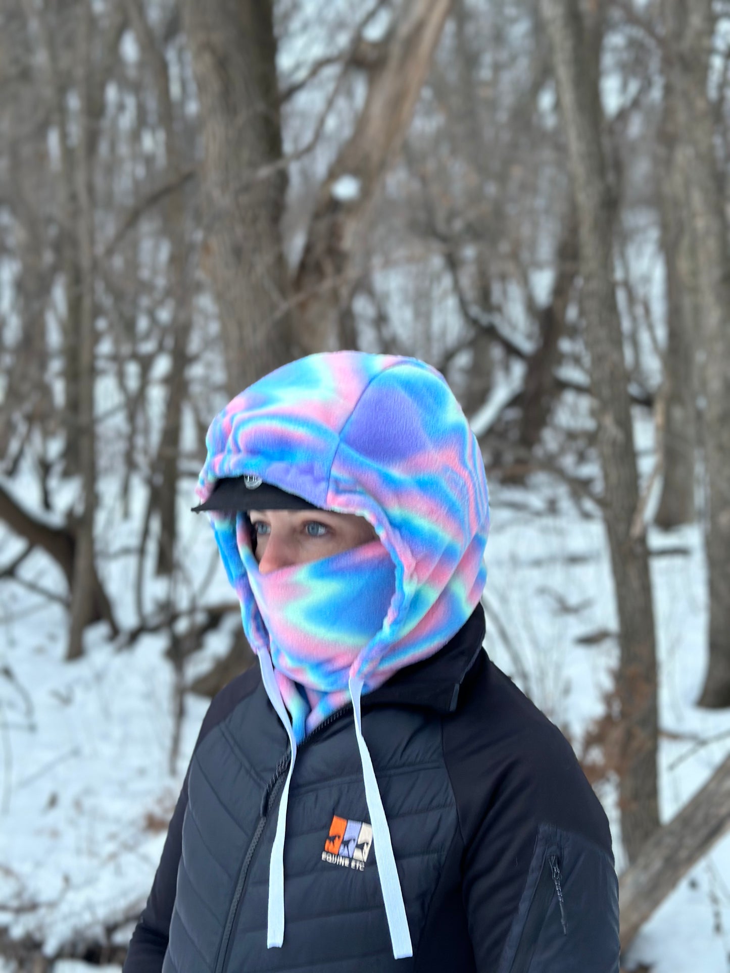 Rainbow Oil Fleece Hood