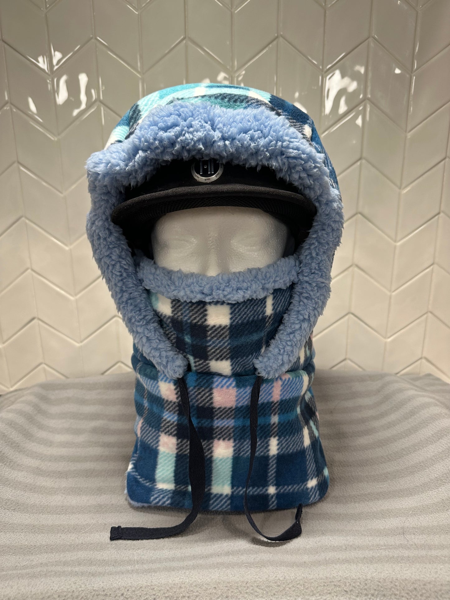 Blue Plaid fleece hood