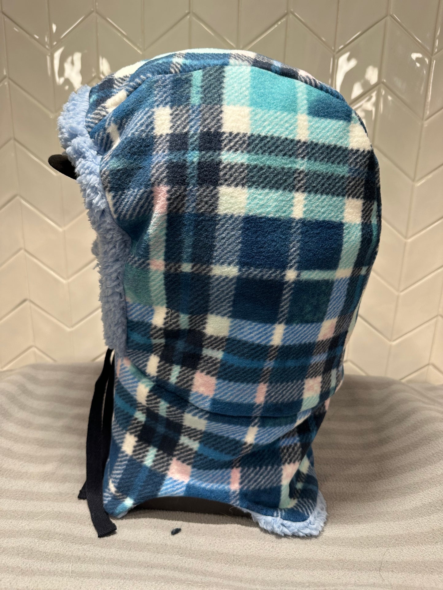 Blue Plaid fleece hood
