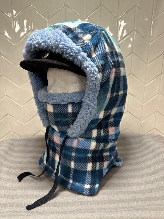 Blue Plaid fleece hood
